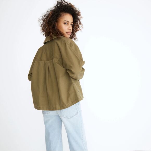 Madewell Baylow Cropped Chore green jacket size medium - Picture 2 of 6